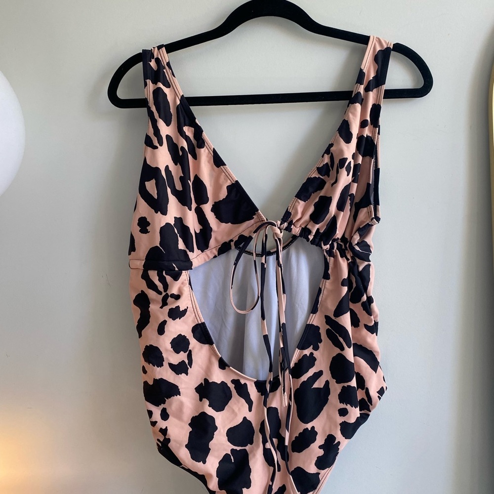 Leopard print one piece swimsuit
